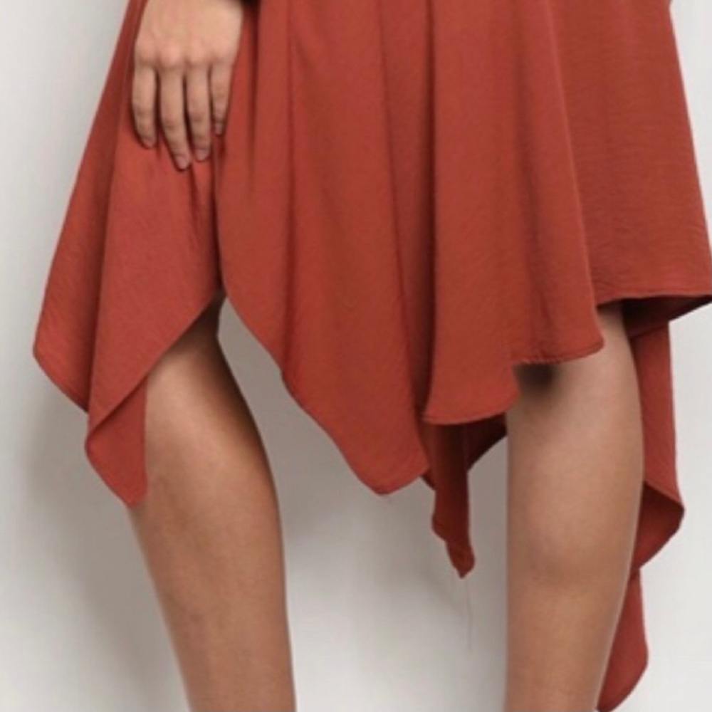 Style Rack Rust Asymmetrical Wrap Dress L - Picture 4 of 10